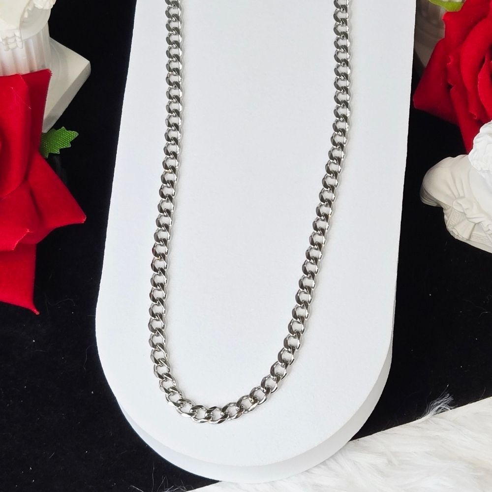Curb Chain Necklace 5mm Stainless Steel Silver 20" Classic Link Minimal Street